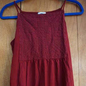 Flowy red embroidered tank top